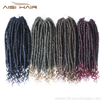 Aisi Hair 16 Inch Crochet Braids Curly Crochet Hairpieces Goddess Faux Locs Synthetic Hair Extensions Ombre Braiding Hair